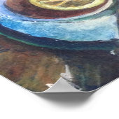 Tee in einer Tasse Zitrone im Garten Poster (Ecke)