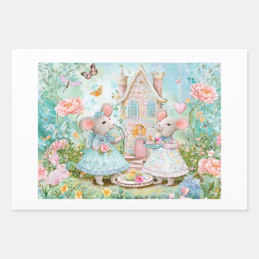 Tee in Gartenillustrierung Geschenkpapier Set (Vorderseite)