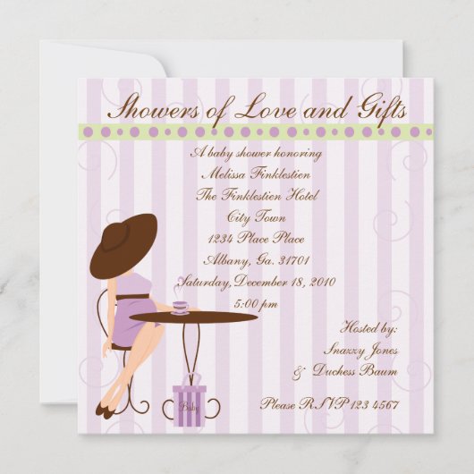 Tee in Lila Einladung (Vorderseite)