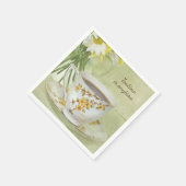 Tee in Vintagem Teekup auf Untertasse Serviette (Ecke)