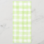 Tee-inspirierte grüne Gingham-Muster-Speisekarten Menükarte (Rückseite)