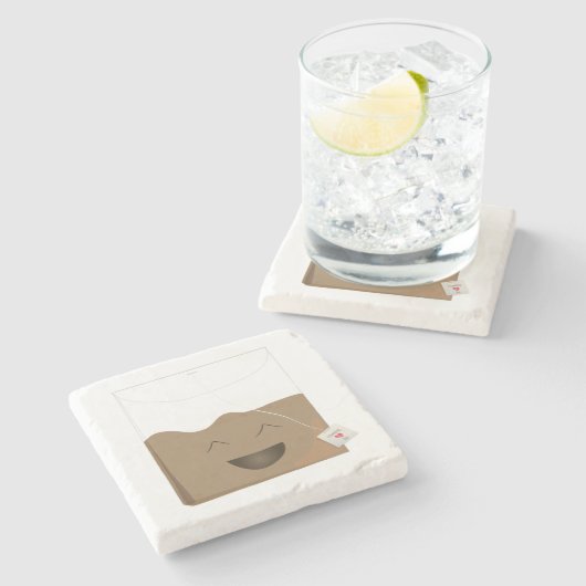 Tee ist meine Tasche Steinuntersetzer (Seitenansicht)