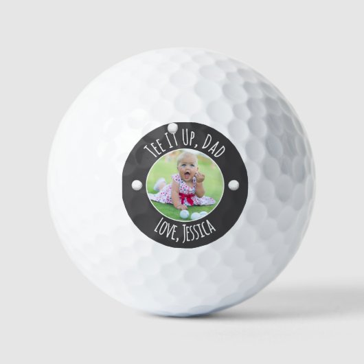 Tee It Up Dad Custom Photo Golfball (Vorderseite)
