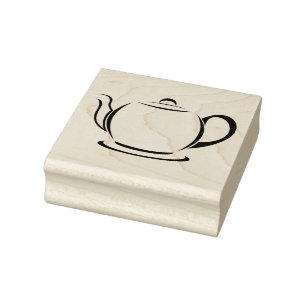 Tee-/Kaffee-Topf-hölzerner Block brachte Gummistempel