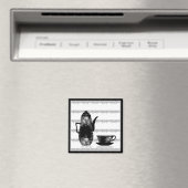Tee-Kaffeekanne Becher Schwarz-weiße Illustrations Magnet (In Situ (Geschirrspüler))