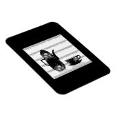 Tee-Kaffeekanne Becher Schwarz-weiße Illustrations Magnet (Rechte Seite)