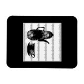 Tee-Kaffeekanne Becher Schwarz-weiße Illustrations Magnet (Horizontal)