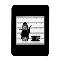 Tee-Kaffeekanne Becher Schwarz-weiße Illustrations