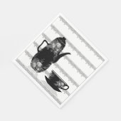 Tee-Kaffeekanne Becher Schwarz-weiße Illustrations Serviette (Ecke)