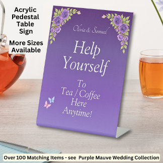 Tee-Kaffeetisch Lila Acrylic Pedestal-Zeichen Sockelschild