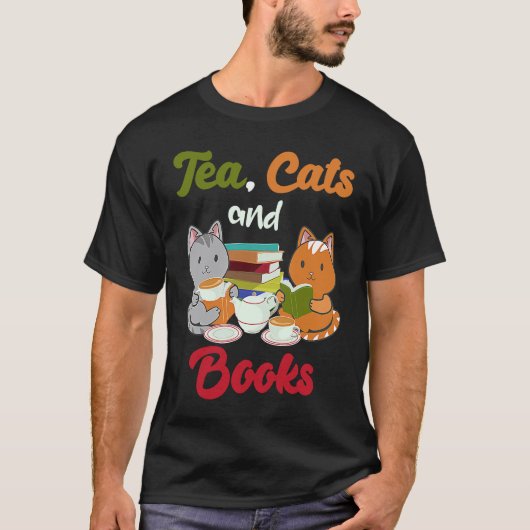 Tee Katzen und Bücher Katze Bücherwurm Teetrinker (Vorderseite)
