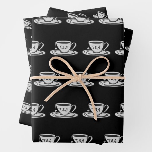 Tee-Liebhaber-Zeichnung Minimalist Geschenkpapier Set (Beispiel)