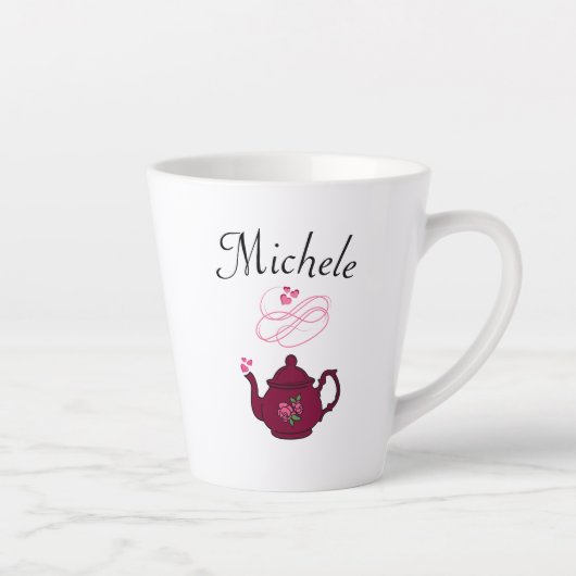 Tee liebt das Ruhestand mit dunkelrotem Teekessel Milchtasse (Rechts)