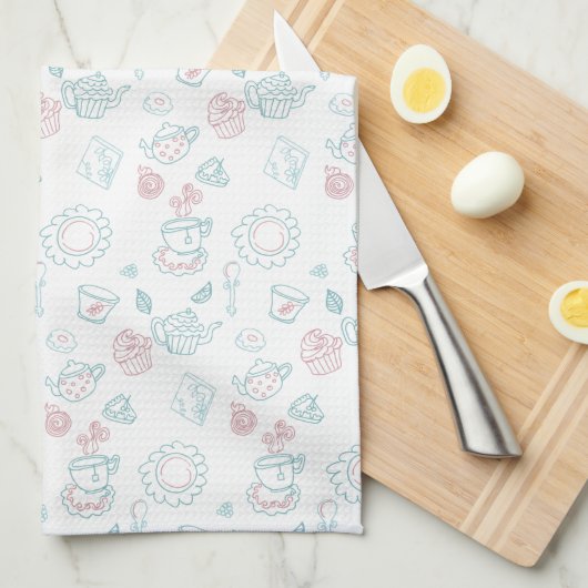 Tee liebt Time Doodles Geschirrtuch (Viertel Falte)