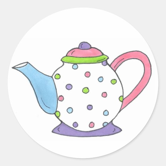 Tee Lover Polka Dot Pastel Teapot Tea Papa Runder Aufkleber (Vorderseite)