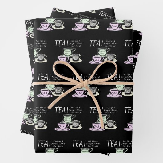 Tee-Lover-Positivitätssatz - Sit Sip Vergessen Geschenkpapier Set (Beispiel)