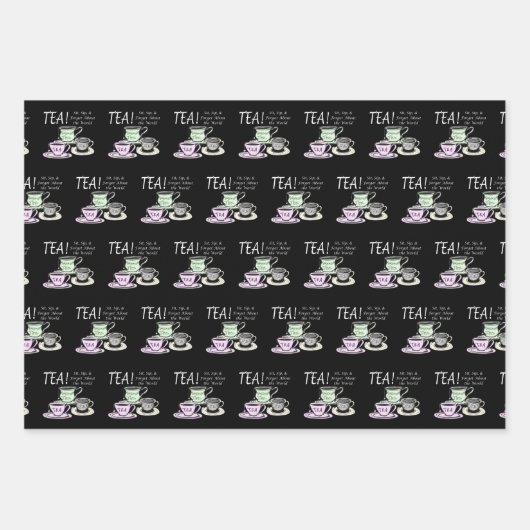 Tee-Lover-Positivitätssatz - Sit Sip Vergessen Geschenkpapier Set (Vorderseite)