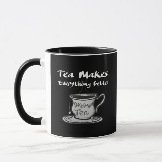 Tee-Lover-Zitat - Tee macht alles besser Tasse (Links)