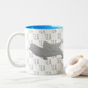 Tee Marine Mammal Wasserfarbe Mutter Baby Beluga Zweifarbige Tasse