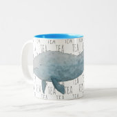 Tee Marine Mammal Watercolor Blue Whale Zweifarbige Tasse (Vorderseite Links)