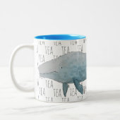 Tee Marine Mammal Watercolor Blue Whale Zweifarbige Tasse (Links)