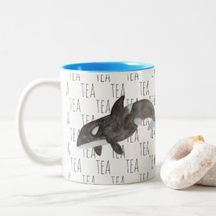 Tee Marine Mammal Watercolor Killer Whale Orca Zweifarbige Tasse