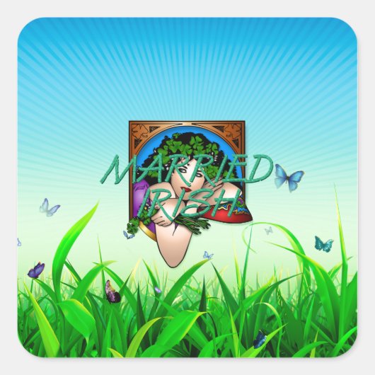 TEE Married Irish Quadratischer Aufkleber (Vorderseite)