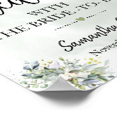 Tee mit Braut, um eine Eukalyptus-Hochzeit zu werd Poster (Ecke)