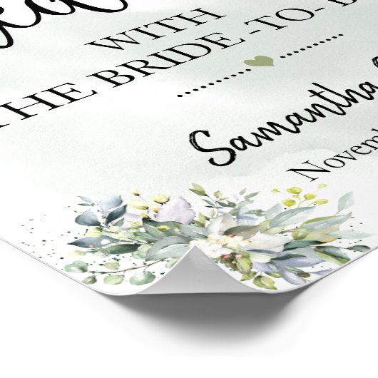 Tee mit Braut, um eine Eukalyptus-Hochzeit zu werd Poster (Ecke)