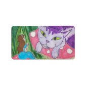 Tee mit Cheshire cat Button Classic Round Sti Adressaufkleber (Vorne)