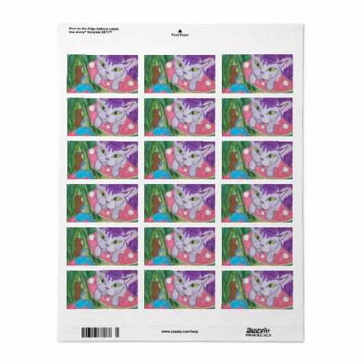 Tee mit Cheshire cat Button Classic Round Sti Adressaufkleber (Vorne)