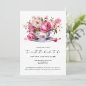 Tee mit dem Brautparty-Tee-Party Einladung (Stehend Vorderseite)