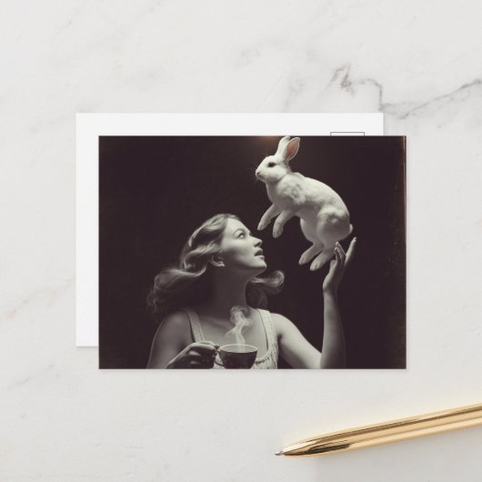 Tee mit dem sonnigen Schwarz und Weiß Postkarte (Vorderseite/Rückseite Beispiel)