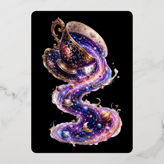 Tee mit dem Universum Folieneinladung (Vorderseite)