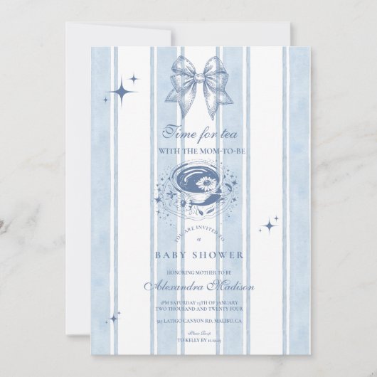 Tee mit der Mama, Babydusche zu sein Einladung (Vorderseite)