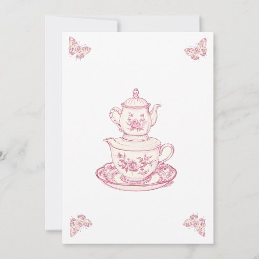 Tee mit der Mutter, die duscht. Einladung (Rückseite)