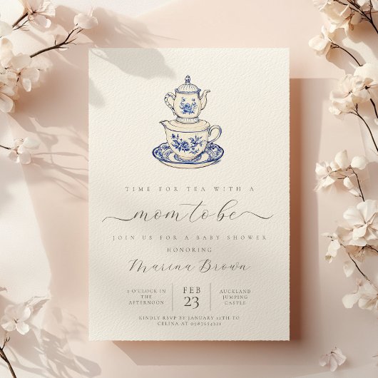 Tee mit der Mutter, die duscht. Einladung