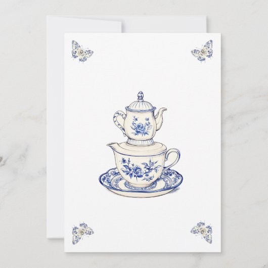 Tee mit der Mutter, die duscht. Einladung (Rückseite)