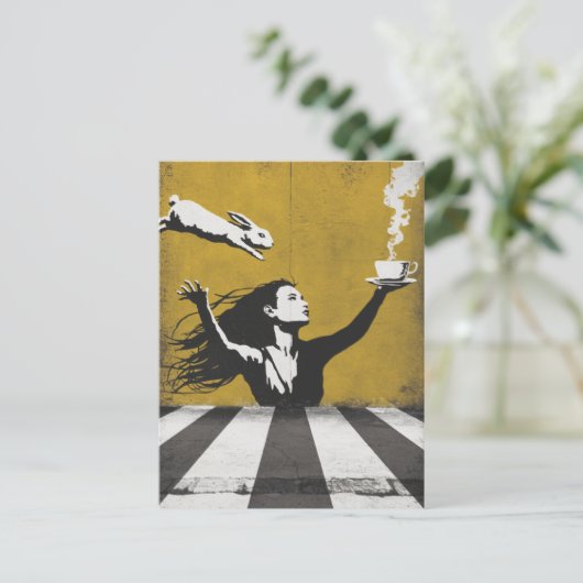 Tee mit einem Bunny urban street Art Graffiti Postkarte (Stehend Vorderseite)