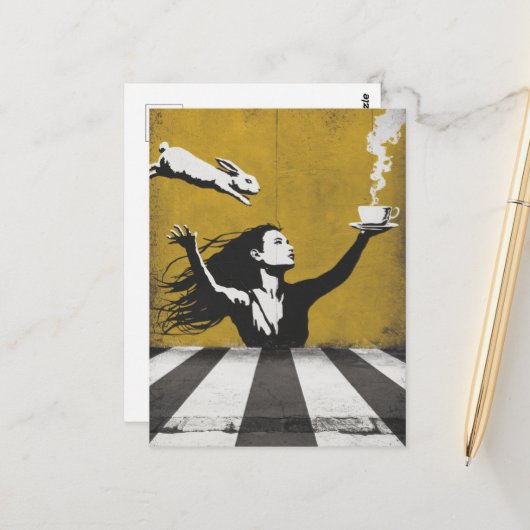 Tee mit einem Bunny urban street Art Graffiti Postkarte (Vorderseite/Rückseite Beispiel)