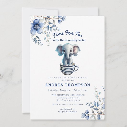 Tee mit Mama | Baby Safari Animal Baby Dusche Einladung (Vorderseite)