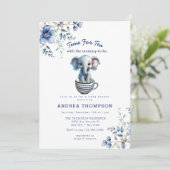 Tee mit Mama | Baby Safari Animal Baby Dusche Einladung (Stehend Vorderseite)