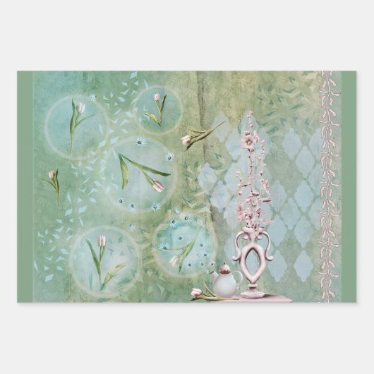 Tee mit Tulips, die Papierblätter herstellen Geschenkpapier Set (Vorderseite 2)