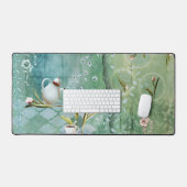 Tee mit Tulips Fairytale Illustration Schreibtischunterlage (Tastatur & Maus)