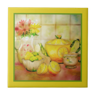 Tee mit Zitrone Keramik Tile Fliese