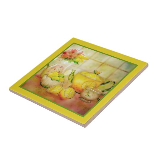 Tee mit Zitrone Keramik Tile Fliese (Seite)