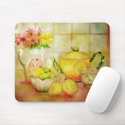 Tee mit Zitrone Mousepad (Mit Mouse)