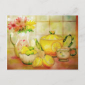 Tee mit Zitrone Postkarte (Vorderseite)