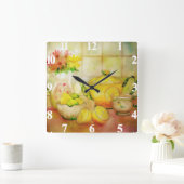 Tee mit Zitrone Quadratische Wanduhr (Zuhause)