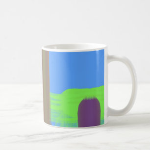 Tee oder Kaffee in blau-grün-orangefarbenem Muster Kaffeetasse